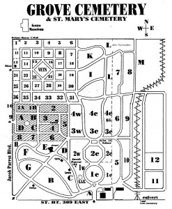 Map of Grove Cemetery incl. St Mary's Cemetery